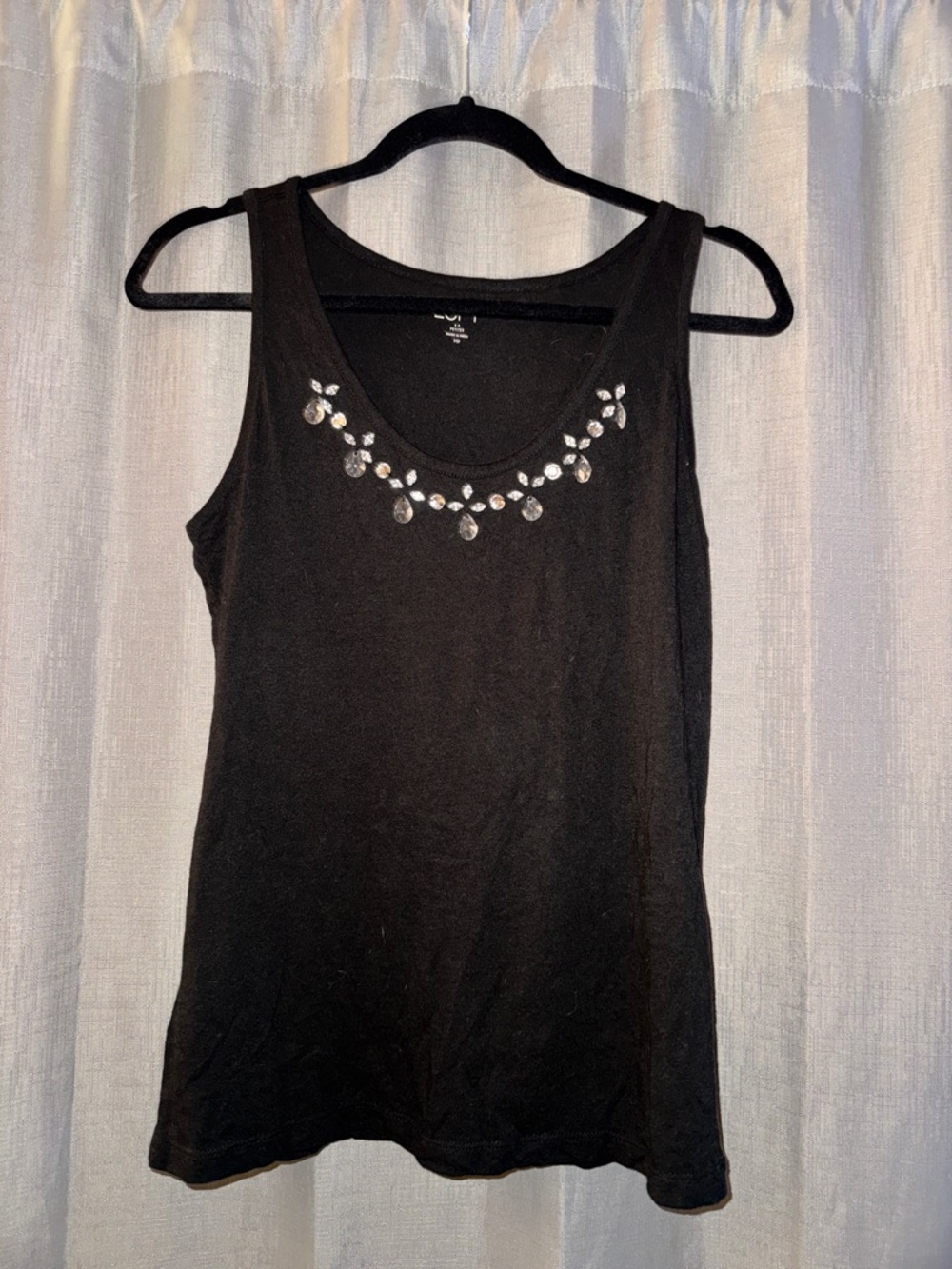 LOFT Black Tank with Crystal Embellishment